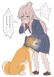 ahoge baishion bangs blush blush_lines canine canine_on_human clothing covering_mouth cunnilingus domestic_dog dress female_on_feral femsub feral feral_on_female feral_on_human human_female human_on_feral interspecies licking licking_pussy looking_pleasured onii-chan_wa_oshimai! oyama_mahiro pale-skinned_female pale_skin panties panties_aside pussy submissive_human tears tears_of_pleasure tongue zoophilia