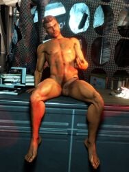 1boy 3d 3d_(artwork) abs bioware cock dick erect_penis erection foreskin foreskin_folds fully_naked gay gil_brodie ginger ginger_hair happy_trail hard_on male male_only mass_effect mass_effect_andromeda naked penis pubic_hair sitting sitting_on_counter sitting_on_table solo solo_focus solo_male tagme tagme_(artist) tan tan_body tan_skin