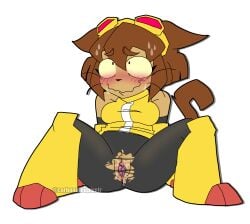 blush blushing carbonatedpixelz cat_girl female furry furry_female gameoverse kit_(gameoverse) ripped_clothing ripped_pantyhose solo_female submissive submissive_female tight_clothing tights wet_pussy