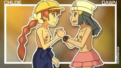 accurate_art_style accurate_body_type accurate_proportions blue_hair breasts chloe_(pokemon) dawn_(pokemon) elcolegadp female hikari_(pokemon) innie_pussy naked_footwear nude nude_edit nude_female nude_filter official_art official_artwork_edit official_style pink_nipples pokemon pokemon_bdsp pokemon_dppt puffy_pussy pussy red_hair skinny skinny_female skirt slim_female small_breasts third-party_edit topless topless_female watch wristwatch young