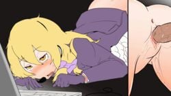 1boy 1girls animated anus ass blonde_hair blush doggy_style drooling female gloves headphones laptop marisa_kirisame microphone open_mouth penis pussy pussy_juice rei_(cookie) rule_63 sex sorry_carl streaming sweat top-down_bottom-up touhou vaginal_penetration yellow_eyes