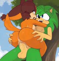 2026 accessory anthro anthro_on_anthro anthro_penetrated anthro_penetrating anthro_penetrating_anthro anus artist_name badger balls biped black_eyebrows black_nose blue_eyes blue_sky blue_text blush blush_stickers breasts brown_body brown_ears brown_fur brown_hair butt butt_grab canon_x_oc chest_tuft cloud conjoined_eyes countershade_balls countershade_breasts countershade_crotch countershade_face countershade_fur countershade_genitalia countershade_penis countershade_perineum countershade_snout countershade_torso countershading dated day duo emanata erection eulipotyphlan eye_contact eyebrows eyelashes female female_anthro female_penetrated fingers from_front_position fur genitals green_body green_ears green_fur green_hair green_legs hair hair_accessory hair_tie hand_on_another's_butt hand_on_another's_leg hand_on_another's_thigh hand_on_butt hand_on_leg hand_on_thigh hedgehog hi_res humanoid_genitalia humanoid_hands humanoid_penis humanoid_vulva interspecies iris long_hair looking_at_another looking_at_partner low-angle_view male male/female male_anthro male_penetrating male_penetrating_female mammal manic_the_hedgehog marsminer medium_breasts monotone_hair monotone_tail motion_lines multicolored_body multicolored_fur multicolored_hair mustelid musteline nude nude_anthro nude_female nude_male open_mouth open_smile orange_arms orange_body orange_fur orange_hair orange_legs orange_tail outdoor_nudity outside outside_sex penetration penile penile_penetration penis penis_in_vagina perineum pigtails pink_anus pink_blush plant pupils red_hair_tie sega sex shaded short_snout sky smile smiling_at_another smiling_at_partner snout sonic_boom sonic_the_hedgehog_(series) sonic_underground stand_and_carry_position standing standing_sex sticks_the_jungle_badger tail tan_arms tan_balls tan_blush tan_body tan_breasts tan_countershading tan_fur tan_hands tan_inner_ear tan_penis tan_perineum tan_snout tan_tuft tan_vulva teeth text thick_thighs tree tuft twintails_(hairstyle) two_tone_body two_tone_fur two_tone_hair vaginal vaginal_penetration vulva white_eyes white_sclera