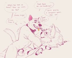 2026 animal_genitalia anthro balls breasts canid canine canis chastity_cage chastity_device collar dasyurid dasyuromorph dialogue domestic_dog duo english_description english_text eye_contact female genitals hair hi_res humanoid_hands key_in_mouth looking_at_another male male/female mammal marsupial molosser mountain_dog navel newfoundland_dog notched_ear nude nude_anthro nude_female nude_male pink_inner_ear pink_tongue riley_(vannthunder) sheath sheath_chastity_cage smile smiling_at_another smiling_at_partner speech_bubble spiked_collar spikes tail talking_to_another talking_to_partner tasmanian_devil text tied_hair tongue tori_(toroid) trans_(lore) trans_man_(lore) vannthunder wearing_chastity_cage wearing_chastity_device wearing_collar