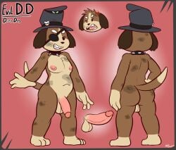 2026 3_toes 4_fingers angry anthro backsack balls black_clothing black_eye_patch black_eyes black_eyewear black_hat black_headwear black_nose brown_body brown_fur butt canid canine canis chest_tuft clothing cross-popping_vein d.d._(blissman2020) dipstick_tail dirt dirty domestic_dog erection eye_patch eyewear fan_character fangs feet felino fingers floppy_ears front_view fur genitals glans gloves_(marking) grey_clothing grey_hat grey_headwear grin half-closed_eyes half-erect hat headgear headwear hi_res humanoid_genitalia humanoid_penis leg_markings male mammal markings model_sheet narrowed_eyes nipples open_mouth penis pink_glans pink_nipples pink_penis pixile_studios raised_hand rear_view sharp_teeth smile socks_(marking) solo super_animal_royale tail tail_markings tan_balls tan_body tan_fur tan_penis teeth toes top_hat tuft