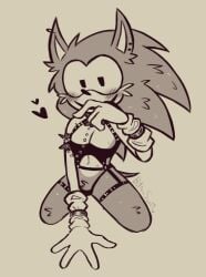 bdsm_gear blush blushing_at_viewer earring fetish_wear piercing rewrite_(sonic.exe) sketch solo solo_male sonic.exe_(series) sonic_(series) sonic_the_hedgehog_(series)