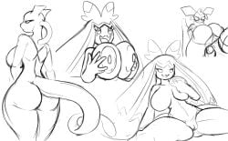 anthro areola bink_(latiar) breast_grab breasts butt butt_grab carbink diancie eyelashes featureless_breasts female generation_1_pokemon generation_6_pokemon generation_9_pokemon genitals group hair hand_on_breast hand_on_butt humanoid latiar legendary_pokemon male_(lore) mewtwo monochrome nintendo nipples nude open_mouth open_smile pokemon pokemon_(species) pokemorph simple_background smile tail tinkaton tongue vulva white_background