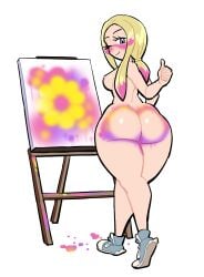 1girls ass bodypaint female lovetopullmicke mina_(pokemon) nude paint_on_ass pussy tagme