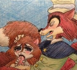 anthro disney fellatio furry hand_on_head honest_john j._worthington_foulfellow oc oral penis pinocchio puku83 roxanne roxanne_(puku83) tagme