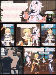 aether_(genshin_impact) barbara_(genshin_impact) genshin_impact hilichurls_(species) jean_gunnhildr lisa_(genshin_impact) paimon_(genshin_impact) penis pine_nsfw sex vaginal_penetration