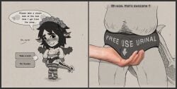 absurd_res ambiguous_gender ball_grab balls blush border bulge clothed clothing comic crossdressing crossdressing_male detailed_bulge dialogue disembodied_hand duo english_text floating_hands flower flower_crown free_use genitals gift_giving grey_border hi_res humanoid legwear male male/ambiguous membrane_(anatomy) membranous_wings mii mii_(nintendo) pattern_clothing pattern_legwear pattern_stockings plant player shon2 smile stockings stretch_marks striped_clothing striped_legwear striped_stockings stripes tail tail_axe text thumb_in_waistband tomodachi_life tomodachi_life:_living_the_dream touching_bulge underwear valourin webbed_ears wings