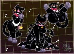 2026 anal anal_penetration anthro anus balls bell bell_collar black_body black_fur blush bodily_fluids bow_tie butt cat_mike_(deltarune) collar darkner deltarune digital_drawing_(artwork) digital_media_(artwork) domestic_cat dripping duo erection felid feline felis friend_(deltarune) fur genital_fluids genitals heterochromia hi_res humanoid_genitalia humanoid_penis male male/male male_penetrated male_penetrating male_penetrating_male mammal minty_kane nipples nude penetration penis pinned precum precum_drip presenting presenting_hindquarters sex simple_background slightly_chubby smile solo standing tail teeth text thick_thighs undertale_(series) white_body white_fur