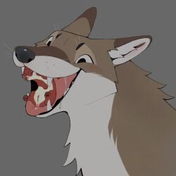 5_toes anus ballpitweazel big_clitoris black_lips black_nose black_outline blush bodily_fluids brown_body brown_fur brown_pawpads canid canine canine_teeth canis circle_eyebrows clitoris coyote dripping duo eyebrows feet feral fur genitals grey_background grey_nose happy hi_res in_mouth least_weasel lips mammal mustelid musteline outline pawpads philtrum pink_tongue pupils round_ears saliva saliva_drip saliva_string simple_background t_dick tan_body tan_fur toes tongue true_musteline vore weasel whisker_spots whiskers white_body white_fur x_anus