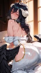 1girl 1girls absurd_res absurdres ai_generated albedo_(overlord) ass big_ass big_breasts black_hair breasts female female_focus hi_res high_quality high_resolution highres horn horns large_ass large_breasts nekromant overlord_(maruyama) solo_focus straight thick_thighs white_horn white_horns wide_hips yellow_eyes