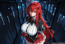 1girl ahoge ai_assisted ai_generated blue_eyes blush breasts curvaceous curvy curvy_female curvy_figure eyebrows_visible_through_hair female hair_between_eyes hair_ornament high_school_dxd huge_breasts large_breasts long_hair looking_at_viewer miniskirt miyuai pleated_skirt red_hair red_skirt rias_gremory shirt skirt smile solo thick thick_ass thick_butt thick_hips thick_legs thick_thighs very_long_hair voluptuous voluptuous_female white_shirt wide_hips wide_thighs