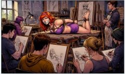 ai_generated art_class bondage bra breasts daphne_blake miniskirt rope_bondage scooby-doo tape_gag thighs
