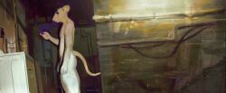 anthro electronics flaccid foreskin fur genitals hi_res inside looking_at_object looking_at_phone male mammal mokejumps mouse murid murine nude penis phone rodent solo unretracted_foreskin white_body white_fur
