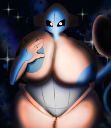 alien areola big_breasts blue_areola breasts deoxys digital_drawing_(artwork) digital_media_(artwork) female generation_3_pokemon genitals hi_res huge_breasts humanoid legendary_pokemon lenoroldmoon nintendo nipples not_furry pokemon pokemon_(species) pokemorph solo vulva