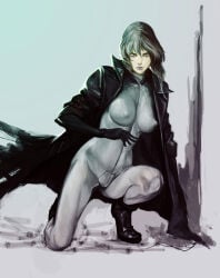 1girls 2011 big_breasts breasts erect_nipples female female_only ghost_in_the_shell kusanagi_motoko masateru nipple_bulge red_eyes skin_tight solo solo_female