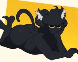 1boy 1male :3 anthro anthro_only anthrofied ass ass_bigger_than_head ass_focus black_body black_fur black_hair bubble_ass bubble_butt dumptruck_ass dumptruck_butt fat_ass fat_butt feet feet_up femboy fur furry_male furry_only hand_on_chin hand_on_face huge_ass huge_butt legs legs_up looking_at_viewer lying naked naked_male nude nude_male original original_character ribznsfw seductive seductive_look seductive_pose shiny shiny_ass shiny_butt shiny_skin smile smiling smiling_at_viewer solo solo_anthro solo_male white_hair
