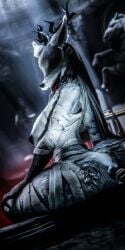 1:2 3_toes 3d_(artwork) 5_fingers anthro antlers areola bandage beast_(bloodborne) big_breasts big_butt black_areola bleak_ambiance blood blood_on_face bloodborne bodily_fluids breasts butt canid canine canis chest_tuft claws collar creepy curvy_figure detailed detailed_background detailed_fur detailed_hair digital_media_(artwork) duo faceless_character faceless_male feet female female_anthro fingers fromsoftware fur genitals gloves_(marking) hair hi_res horn huge_breasts inner_ear_fluff leg_markings looking_at_viewer looking_back male male/female mammal markings mature_anthro mature_female monster mythological_canine mythological_creature mythology neck_tuft nudaya nude open_mouth realistic_fur scary seductive sharp_teeth sitting smile socks_(marking) sony_corporation sony_interactive_entertainment teeth thick_thighs toe_claws toes tongue tongue_out tuft vicar_amelia volumetric_lighting voluptuous werecanid werecanine werecreature werewolf white_body white_fur white_hair wide_hips wolf