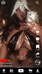 big_breasts bunny_girl cum_on_face ffxiv final_fantasy_xiv gpose(ffxiv) partially_clothed tattoo viera