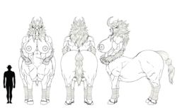 abs areola breasts breath_of_the_wild crotchboobs drawn female horns huge_breasts jinn_(ricofoxmods) larger_female lynel lynel_female muscular_female nipples omnoproxy perky_breasts scars solo taur the_legend_of_zelda