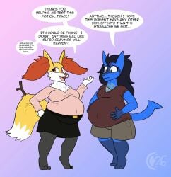 big_breasts braixen breasts chocend female furry huge_breasts lucario milf pokemon pokemon_(species) pregnant ready_to_pop tagme thick_thighs wide_hips