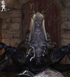big_breasts chupacabra_(artist) dark-skinned_female drider drow dungeons_and_dragons elf lactation milk_squirt milking_breasts red_eyes tagme