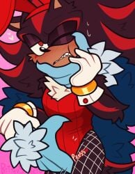 blush bunny_ears bunnysuit cuntboy cuntboy/male embarrassed fangs fingering fishnets flustered furry furry_only gay groping_from_behind hand_on_face hedgehog shadow_the_hedgehog size_difference sonic_(series) sonic_the_hedgehog sonic_the_hedgehog_(series) sonic_the_werehog yaoi