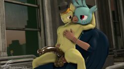 3d_(artwork) absurd_res alternate_universe anal anal_penetration animal_genitalia animal_penis anthro avian balls beak beamshot bed bobblehead chair_position clothing cowboy_hat digital_media_(artwork) duo earth_pony equid equine equine_genitalia equine_penis fallout_equestria from_behind_position furniture gage_(rainium) genitals gryphon hasbro hat headgear headwear hi_res horse knot knotted_penis male male/male male_penetrated male_penetrating male_penetrating_male mammal my_little_pony mythological_avian mythological_creature mythology nipples nude on_bed penetration penile penile_penetration penis penis_in_ass pony rainium sex sitting sitting_on_bed size_difference source_filmmaker_(artwork) wasteland window yellow_body