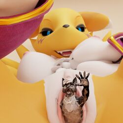 1:1 3d_(artwork) anthro aydan_(aydanfox) aydultcontent bandai_namco big_breasts black_body black_fur black_sclera bodily_fluids breasts canid canine clitoral_hood clitoris clothing cum cum_inside digimon digimon_(species) digital_media_(artwork) dominant dominant_female duo excessive_cum excessive_genital_fluids excessive_vaginal_fluids extreme_size_difference female forced fox fur genital_fluids genitals hair hi_res humanoid_genitalia humanoid_vulva low-angle_view macro male male/female mammal micro nipples panicking renamon scared simple_background size_difference thick_thighs unbirthing unwilling_prey vaginal vaginal_fluids vore vulva white_body white_fur worm's-eye_view yellow_body yellow_fur