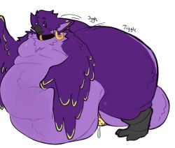 anthro avian avian_feet balls beak belly big_balls big_belly big_butt bird bodily_fluids butt chastity_cage chastity_device collar corvid corvus_(genus) crow ear_piercing gen_(natronus) genital_fluids genitals hi_res huge_balls huge_belly huge_butt hyper hyper_balls hyper_belly hyper_butt hyper_genitalia lopsalien male morbidly_obese nonbinary_(lore) obese oscine overweight passerine piercing precum shaking_butt solo