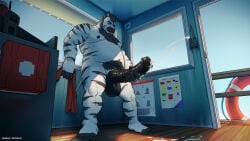 16:9 2023 animal_genitalia animal_penis anthro balls beard belly big_penis black_body black_fur black_hair black_penis bodily_fluids body_hair chest_hair cum cum_on_ground cumshot detailed_background ejaculation equid equine equine_genitalia equine_penis erection eyes_closed facial_hair fur genital_fluids genitals gray_(averagezebraboy) hair hi_res lifeguard male male_anthro mammal masturbation medial_ring musclegut muscular muscular_anthro muscular_male nipples nude nude_anthro nude_male overweight overweight_anthro overweight_male penis sinibun_95 solo standing striped_body striped_fur stripes vein veiny_penis white_body white_fur widescreen zebra