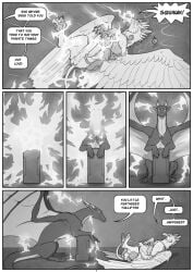 altar animal_genitalia avian bag balls comic dialogue dragon english_text european_mythology feral genitals gryphon hi_res jewelry lying magic male mythological_avian mythological_creature mythological_scalie mythology on_back pedestal pendant pouch_(clothing) rast scalie scared sheath shocked solo spread_legs spreading squawking tail text transformation western_dragon wings