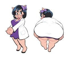 1girls anthro ass bent_over big_ass black_hair bottom_heavy bubble_butt clothing dress fat_ass female female_only furry furry_only huge_ass labcoat large_ass looking_at_viewer looking_back looney_tunes lovetopullmicke no_panties petunia_pig pig png presenting presenting_hindquarters pussy solo thick_ass thick_thighs thunder_thighs warner_brothers wide_hips