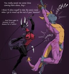 activision anthro armwear bdsm biped bound chain chained chastity_cage chastity_device clothing cuff_(restraint) cynder dialogue dominatrix dragon duo english_text feet female harness hi_res latex latex_armwear latex_clothing latex_legwear legwear male male/female metal_cuffs metal_hood mythological_creature mythological_scalie mythology nude_anthro nude_male pain paws restraints scalie shackled_ankles shackled_wrists spyro spyro_the_dragon story tail text torture whip_mark whipping whipping_back zavni