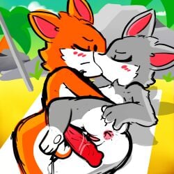 1:1 absurd_res anus beach blush bodily_fluids brother_(lore) brother_and_sister_(lore) female french_kissing fur genital_fluids genitals geronimo_stilton geronimo_stilton_(series) grey_body grey_fur hi_res incest_(lore) kissing male male/female mammal mouse multicolored_body multicolored_fur murid murine oiamoeyh orange_body orange_fur penis rodent sibling_(lore) sister_(lore) thea_stilton two_tone_body two_tone_fur vaginal_fluids vulva