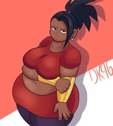 belly big_thighs chubby_belly chubby_female cleavage daisykitty96 dark-skinned_female dragon_ball dragon_ball_super fat female kale midriff