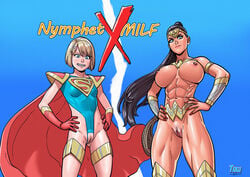 2017 2girls abs alien amazon amazonian armlet armor artist_name bare_shoulders belt black_hair blonde blue_background blue_eyes blue_leotard boots bracelet braces breasts cape clothed clothed_female covered_breasts cutout dated dc dc_comics diana_prince english english_text female female_only gauntlets gloves hair_ornament highleg highleg_leotard hips injustice_2 jewelry justice_league kara_zor-el kryptonian large_breasts lasso lasso_of_truth legs leotard long_hair looking_down makeup medium_breasts medium_hair multiple_girls muscle muscular_female nail_polish nipple_piercing nipple_piercings nipples nude piercing ponytail pussy red_gloves shoes simple_background standing supergirl superhero superheroine superman_(series) tekuho text thigh_boots thighhighs thighlet thighs tiara tied_hair topless vagina very_long_hair watermark wonder_woman wonder_woman_(series) younger