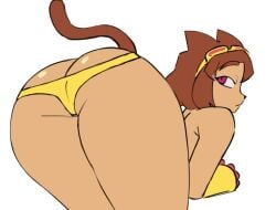 ass ass_focus big_ass brown_hair brown_tail flushed furry gameoverse gif kit_(gameoverse) kit_bodega looking_at_viewer looking_back sr.aguacate thong