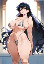 1girls 2d ai_generated big_breasts bikini black_hair curvy_female female female_focus female_only highleg large_breasts long_hair nagi_arato navel ruri_no_houseki solo solo_female solo_focus tagme wide_hips