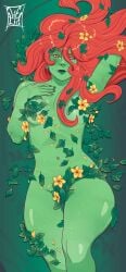 1girls arm_behind_head batman_(series) breasts dc dc_comics diesayrun female female_only flowers flowers_in_hair green_eyes green_lipstick green_skin humanoid humanoid_female leaves leaves_in_hair lipstick long_hair looking_at_viewer mature mature_female nonsexual_nudity nude nude_female pamela_isley poison_ivy red_hair smile solo solo_female solo_focus voluptuous voluptuous_female