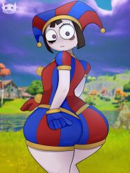 alternate_version_available ass ass_focus clothed clothing crossover fortnite fortnite:_battle_royale gdblight jester pomni pomni_(the_amazing_digital_circus) small_breasts solo the_amazing_digital_circus thick_thighs