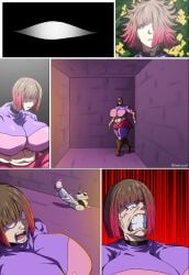1boy 1girls 2026 angry angry_expression angry_face bete_noire big_ass big_breasts breasts_bigger_than_head brown_hair comic comic_page comic_panel froggit glitchtale pink_eyes pink_highlights tagme undertale undertale_(series) undertale_au undertale_fanfiction