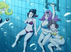4girls aquaphilia bikini blush blushing breath_holding breath_play female fujiwara_chika geldibson hayasaka_ai holding_breath iino_miko kaguya-sama_wa_kokurasetai_~tensai-tachi_no_renai_zunousen~ multiple_girls shinomiya_kaguya underwater