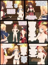 beidou_(genshin_impact) breasts_out genshin_impact hilichurls_(species) jean_gunnhildr naked pine_nsfw yanfei_(genshin_impact)