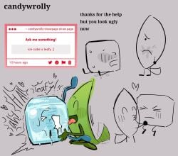 battle_for_dream_island bfdi cum ejaculation ice_cube_(bfdi) kissing leafy_(bfdi) lesbian licking_pussy moaning object_shows pussy pussy_licking squirting yuri