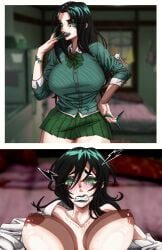 1girls 2026 2d big_breasts black_hair black_lipstick breasts clothed clothing earrings empire_state_university facepaint female female_focus female_torso god goddess hela hela_(marvel_rivals) hela_(savage_monarch) hoop_earrings light-skinned_female light_skin lipstick loki_(low-key) loki_(marvel) long_hair looking_at_viewer marvel marvel_rivals meme navel revealing_clothes skull_hair_ornament skull_headwear smile smiling_at_viewer smirk smirking smirking_at_viewer underboob yaki_chun