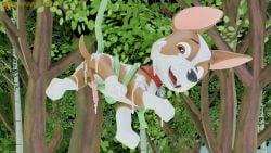 3d_(artwork) absurd_res after_sex animal_genitalia animal_penis anus balls bodily_fluids brown_body brown_eyes brown_fur canid canine canine_genitalia canine_penis canis collar collar_only cum cum_covered cum_drip cum_in_ass cum_in_mouth cum_inside cum_on_face cum_on_penis day digital_media_(artwork) domestic_dog dripping feral floating forest fur genital_fluids genitals hi_res jungle leaking_cum looking_back male mammal messy multicolored_body nude outside paw_patrol penis plant potcake_dog smile solo tangled_up tracker_(paw_patrol) tree two_tone_body unknowndata vines white_body white_fur