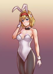 1girls alice_margatroid black_bowtie blonde blonde_female blonde_hair blue_eyes blush blushing bowtie breasts bunny_ears bunny_tail bunnysuit female female_focus female_only fishnet_legwear fishnets gloves hair hourglass_figure looking_at_viewer sfw_version solo solo_female solo_focus touhou volibergo white_bunny_ears white_bunnysuit white_gloves